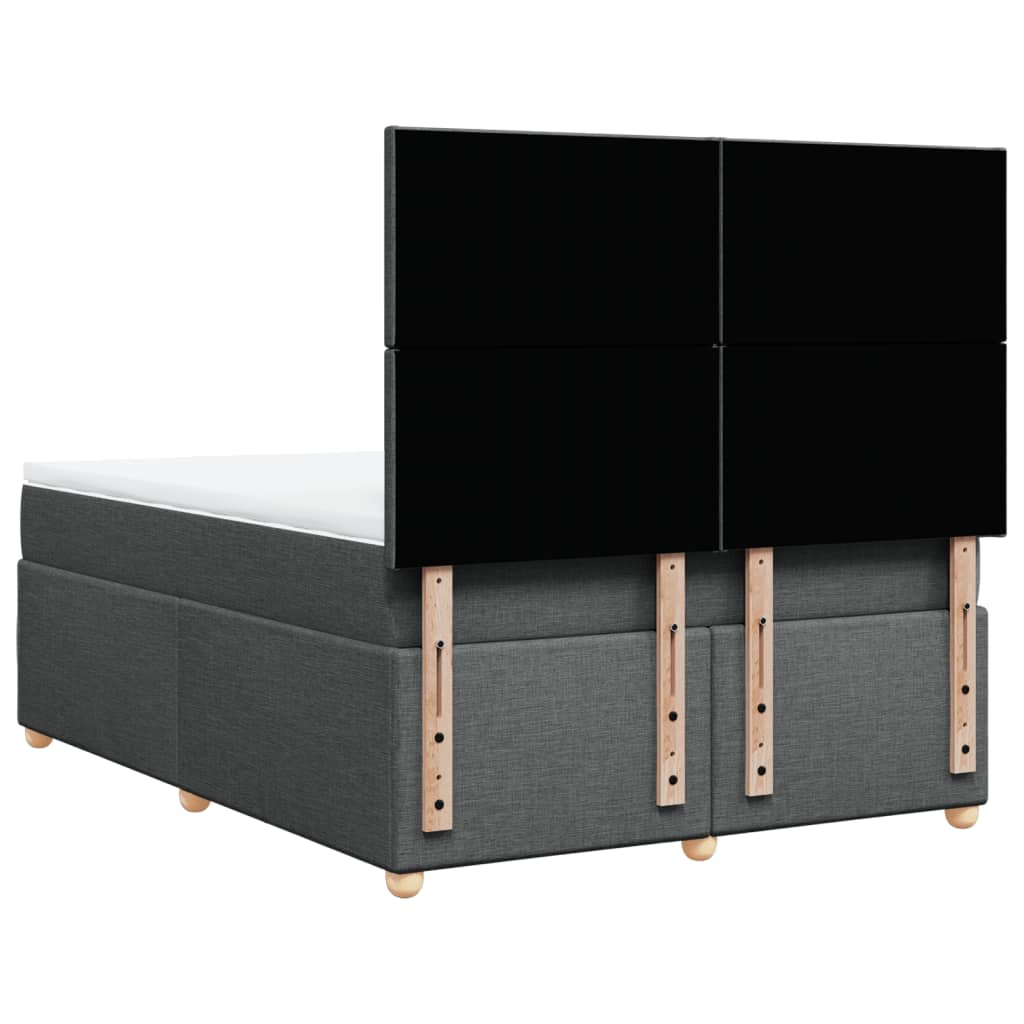 vidaXL Κρεβάτι Boxspring με Στρώμα Σκούρο Γκρι 140x200 εκ Υφασμάτινο