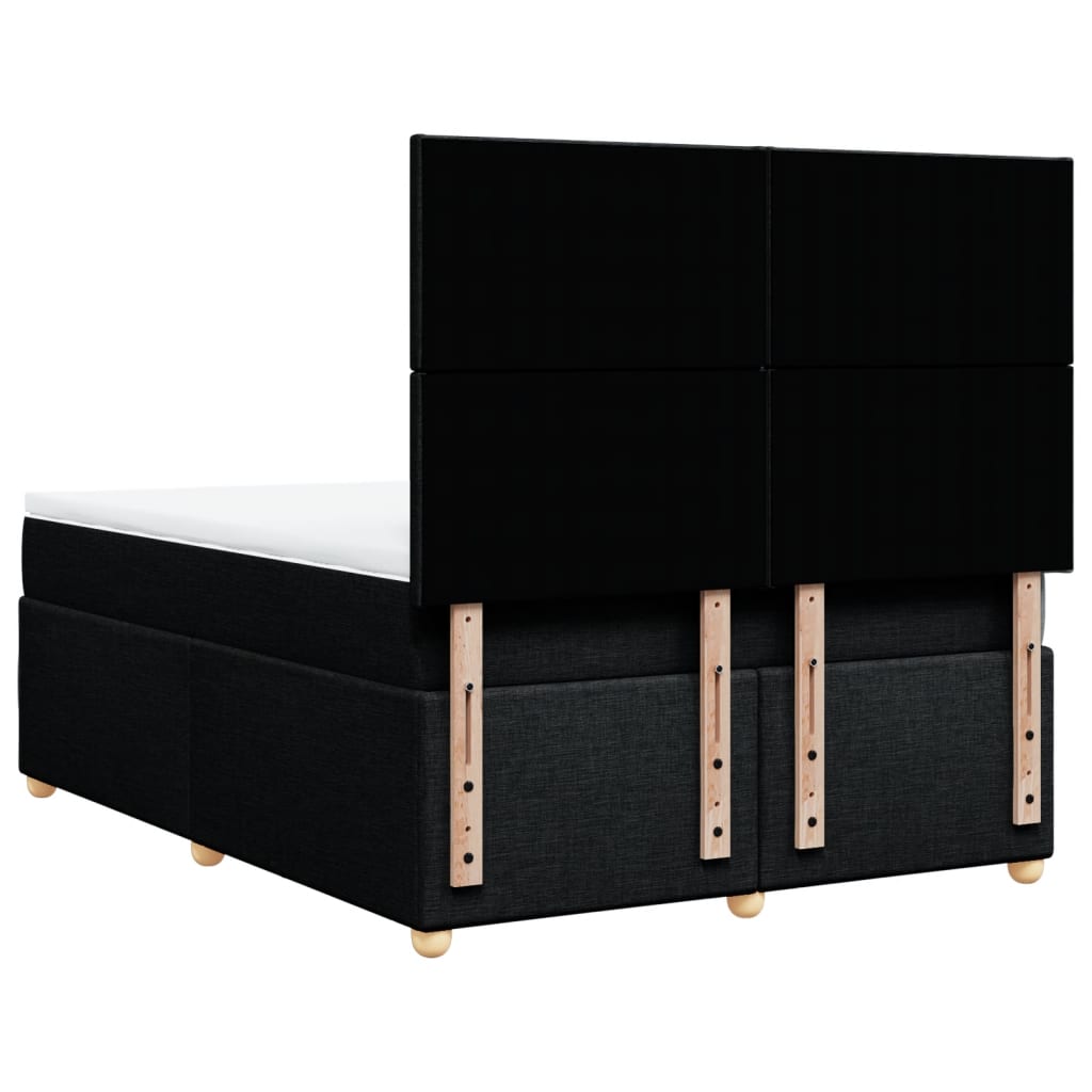 vidaXL Κρεβάτι Boxspring με Στρώμα Μαύρο 140x200 εκ. Υφασμάτινο