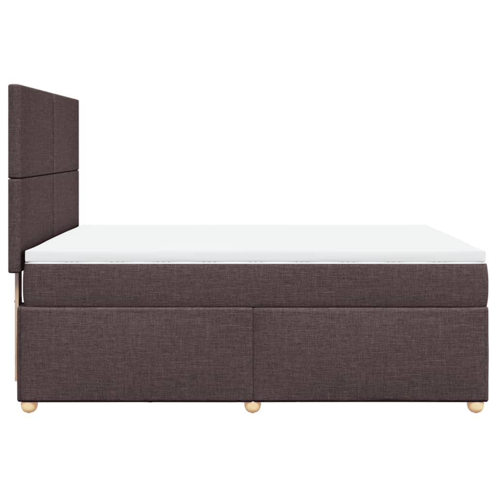 vidaXL Κρεβάτι Boxspring με Στρώμα Σκούρο Καφέ 140x200 εκ Υφασμάτινο