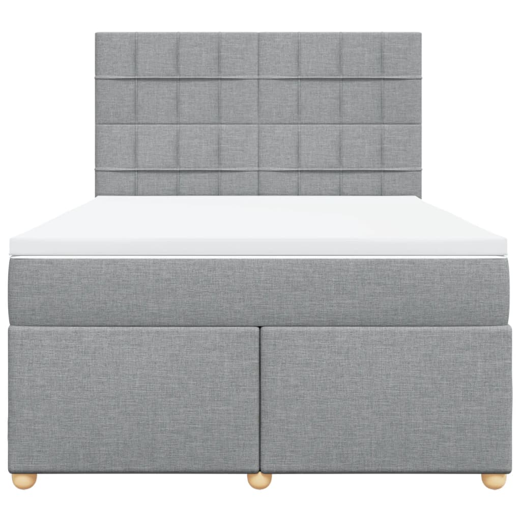 vidaXL Κρεβάτι Boxspring με Στρώμα Ανοιχτό Γκρι 140x200 εκ. Υφασμάτινο
