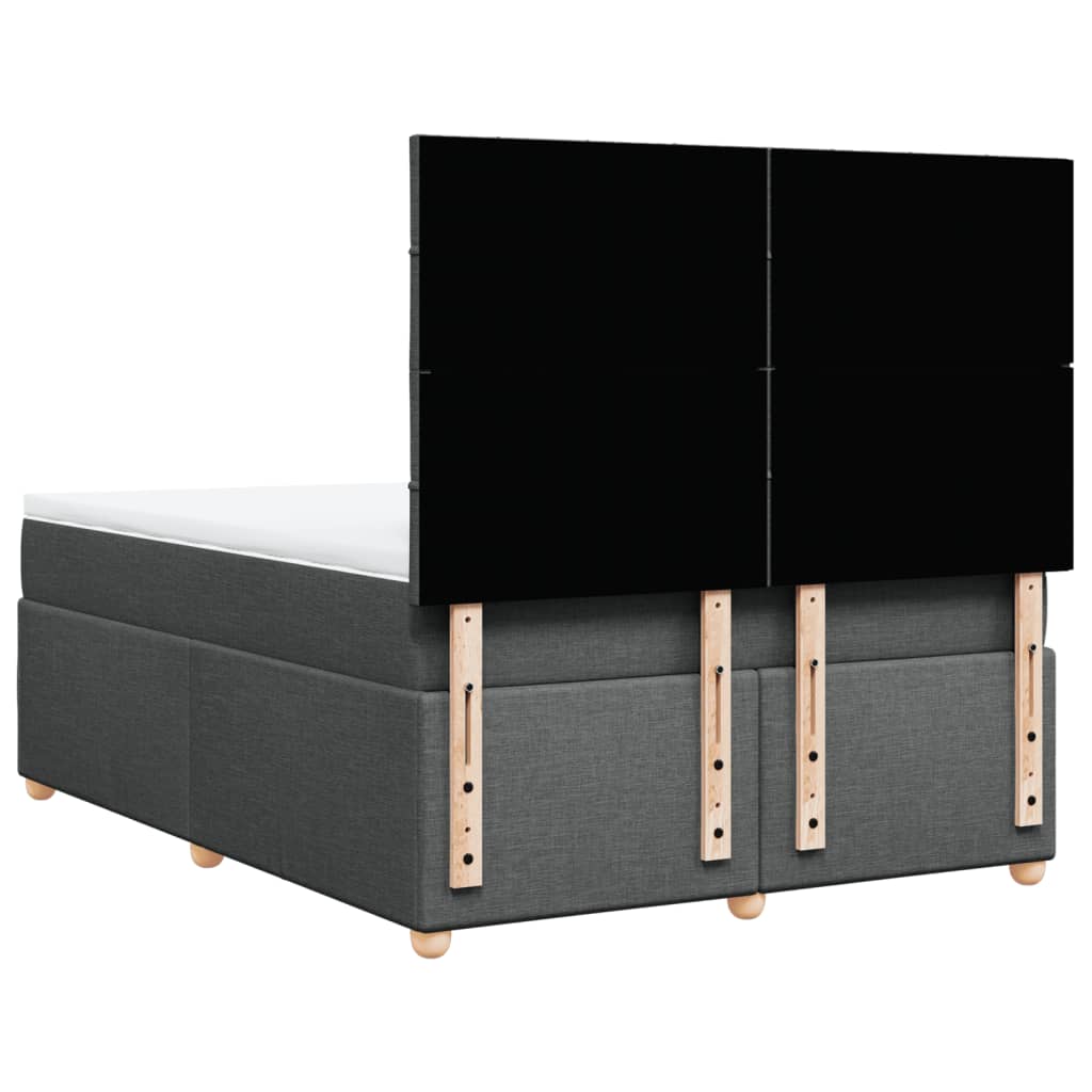 vidaXL Κρεβάτι Boxspring με Στρώμα Σκούρο Γκρι 140x200 εκ Υφασμάτινο