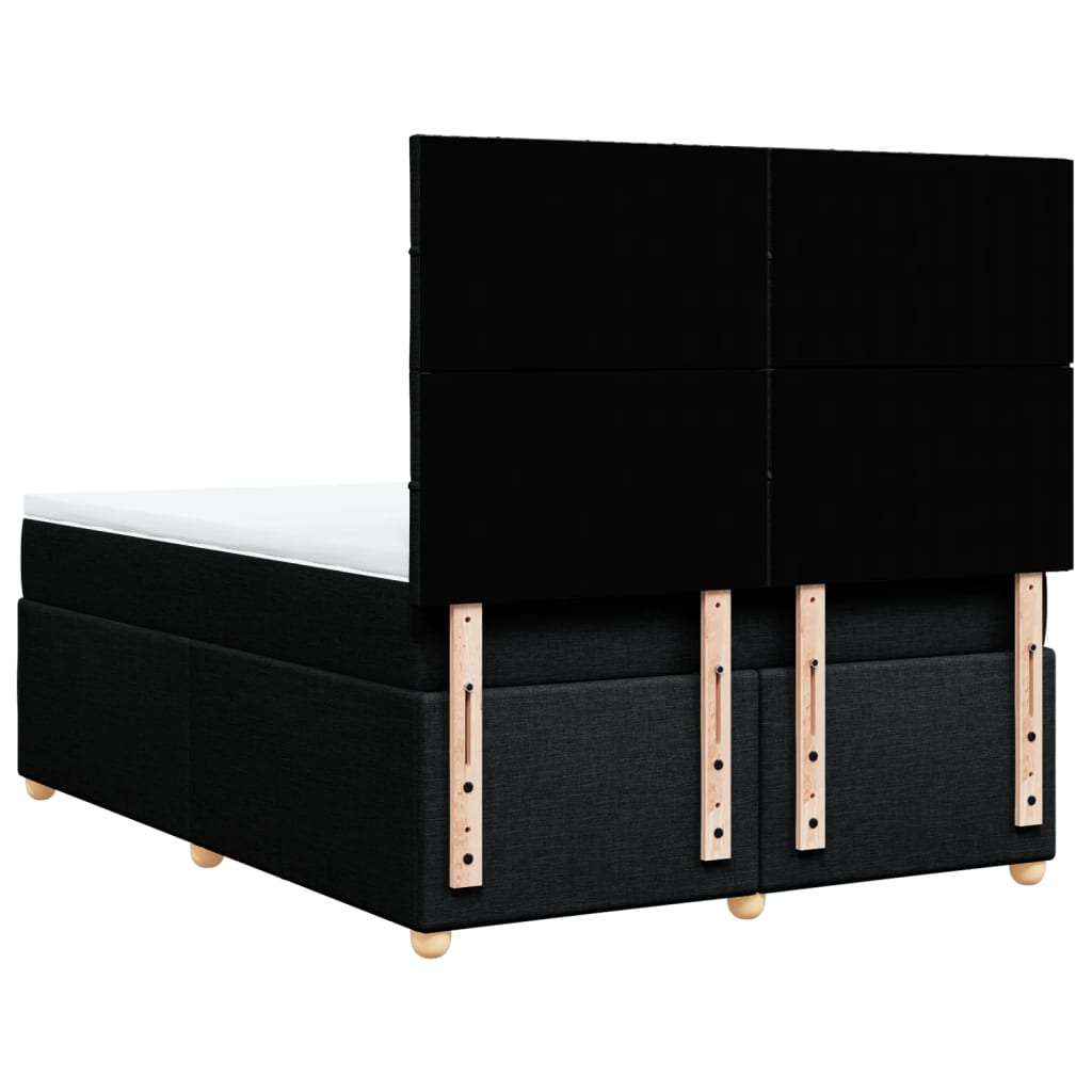 vidaXL Κρεβάτι Boxspring με Στρώμα Μαύρο 140x200 εκ. Υφασμάτινο