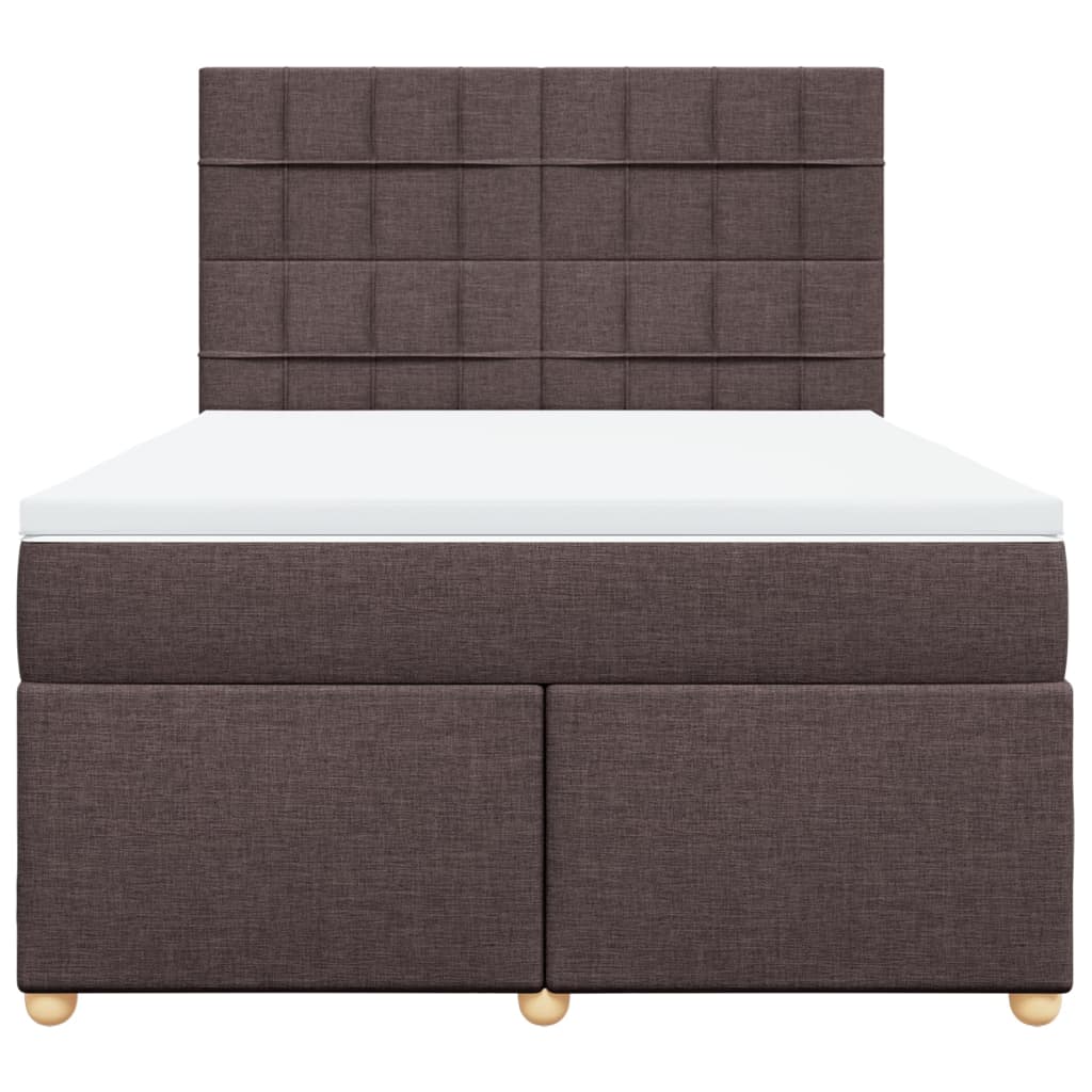 vidaXL Κρεβάτι Boxspring με Στρώμα Σκούρο Καφέ 140x200 εκ Υφασμάτινο