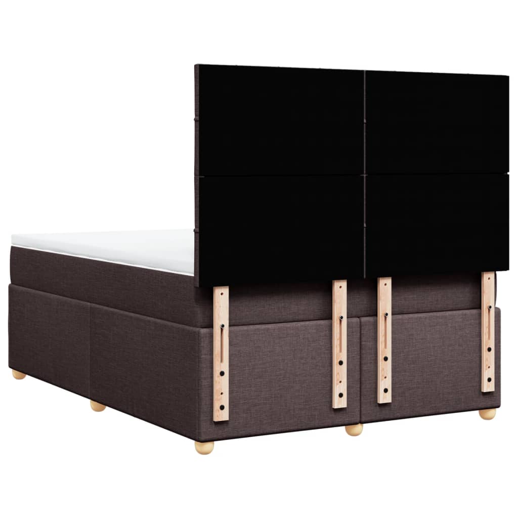 vidaXL Κρεβάτι Boxspring με Στρώμα Σκούρο Καφέ 140x200 εκ Υφασμάτινο