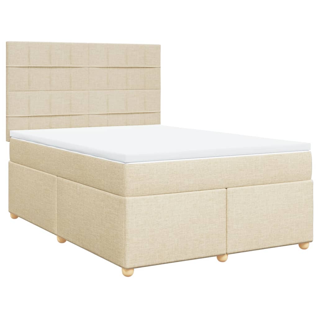 vidaXL Κρεβάτι Boxspring με Στρώμα Κρεμ 140x200 εκ. Υφασμάτινο