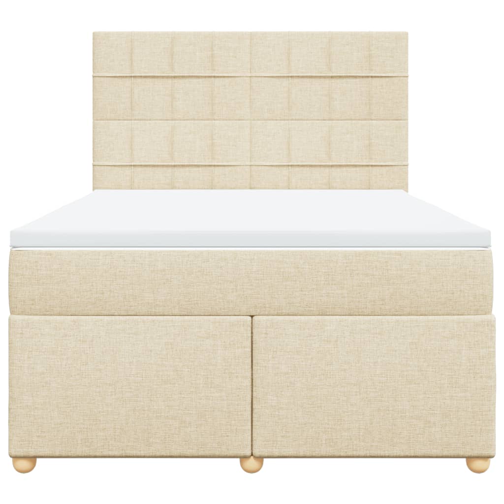 vidaXL Κρεβάτι Boxspring με Στρώμα Κρεμ 140x200 εκ. Υφασμάτινο