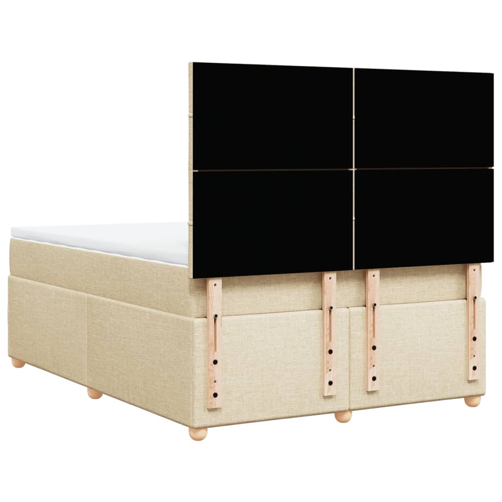 vidaXL Κρεβάτι Boxspring με Στρώμα Κρεμ 140x200 εκ. Υφασμάτινο