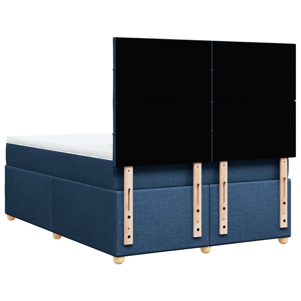 vidaXL Κρεβάτι Boxspring με Στρώμα Μπλε 140x200 εκ. Υφασμάτινο