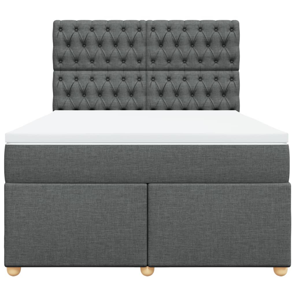 vidaXL Κρεβάτι Boxspring με Στρώμα Σκούρο Γκρι 140x200 εκ Υφασμάτινο