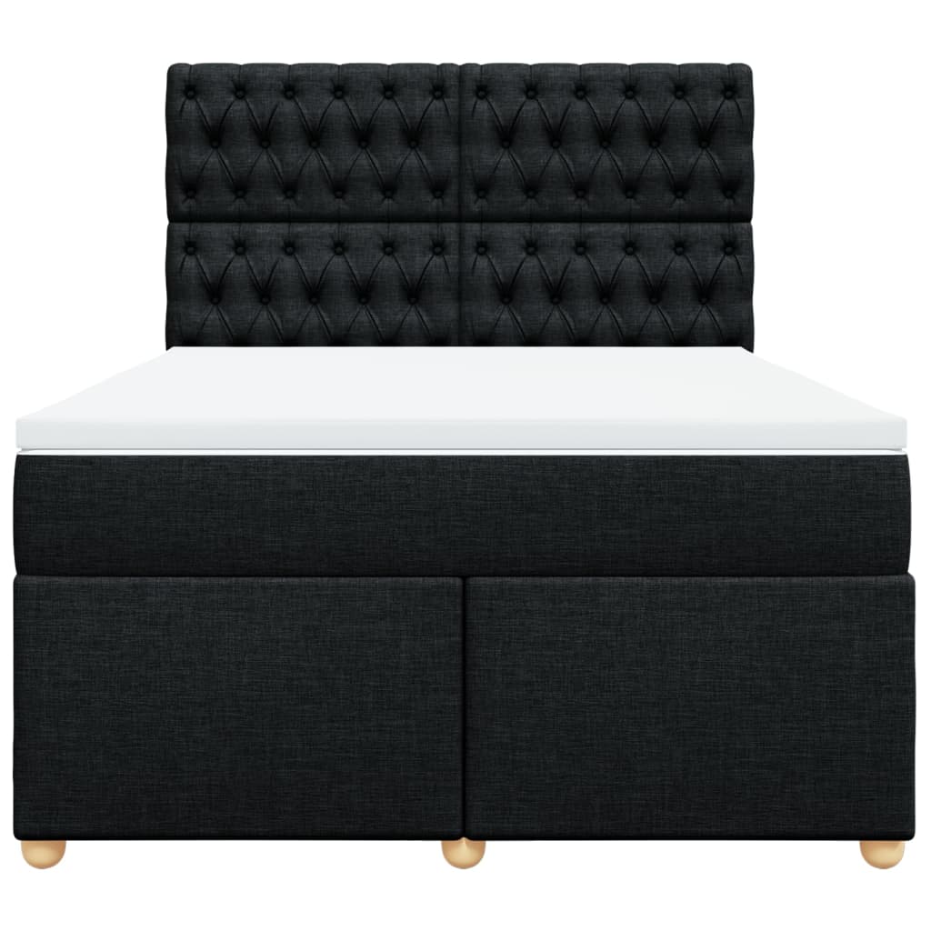 vidaXL Κρεβάτι Boxspring με Στρώμα Μαύρο 140x200 εκ. Υφασμάτινο