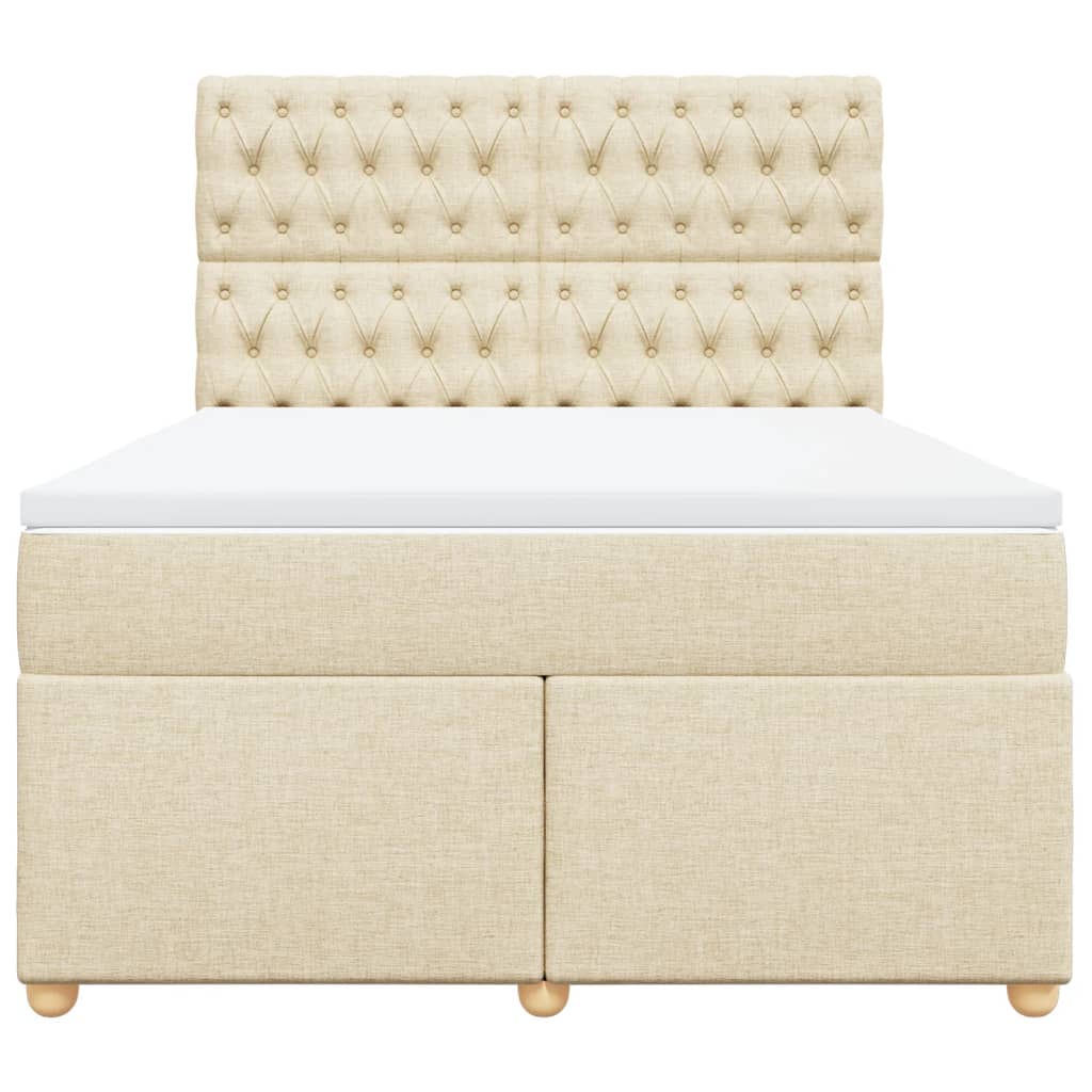 vidaXL Κρεβάτι Boxspring με Στρώμα Κρεμ 140x200 εκ. Υφασμάτινο