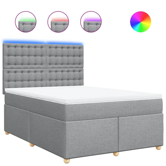 vidaXL Κρεβάτι Boxspring με Στρώμα Ανοιχτό Γκρι 140x200 εκ. Υφασμάτινο