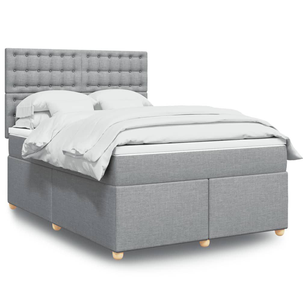 vidaXL Κρεβάτι Boxspring με Στρώμα Ανοιχτό Γκρι 140x200 εκ. Υφασμάτινο