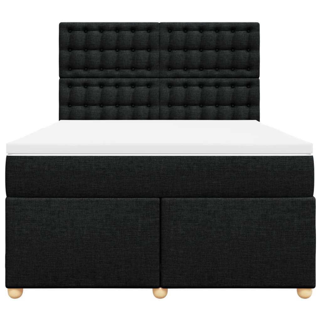 vidaXL Κρεβάτι Boxspring με Στρώμα Μαύρο 140x200 εκ. Υφασμάτινο