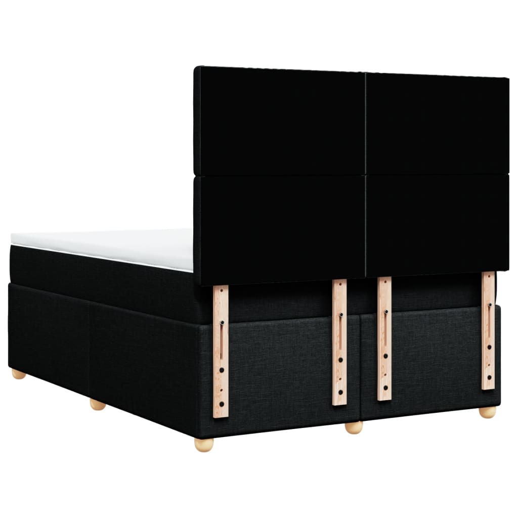 vidaXL Κρεβάτι Boxspring με Στρώμα Μαύρο 140x200 εκ. Υφασμάτινο