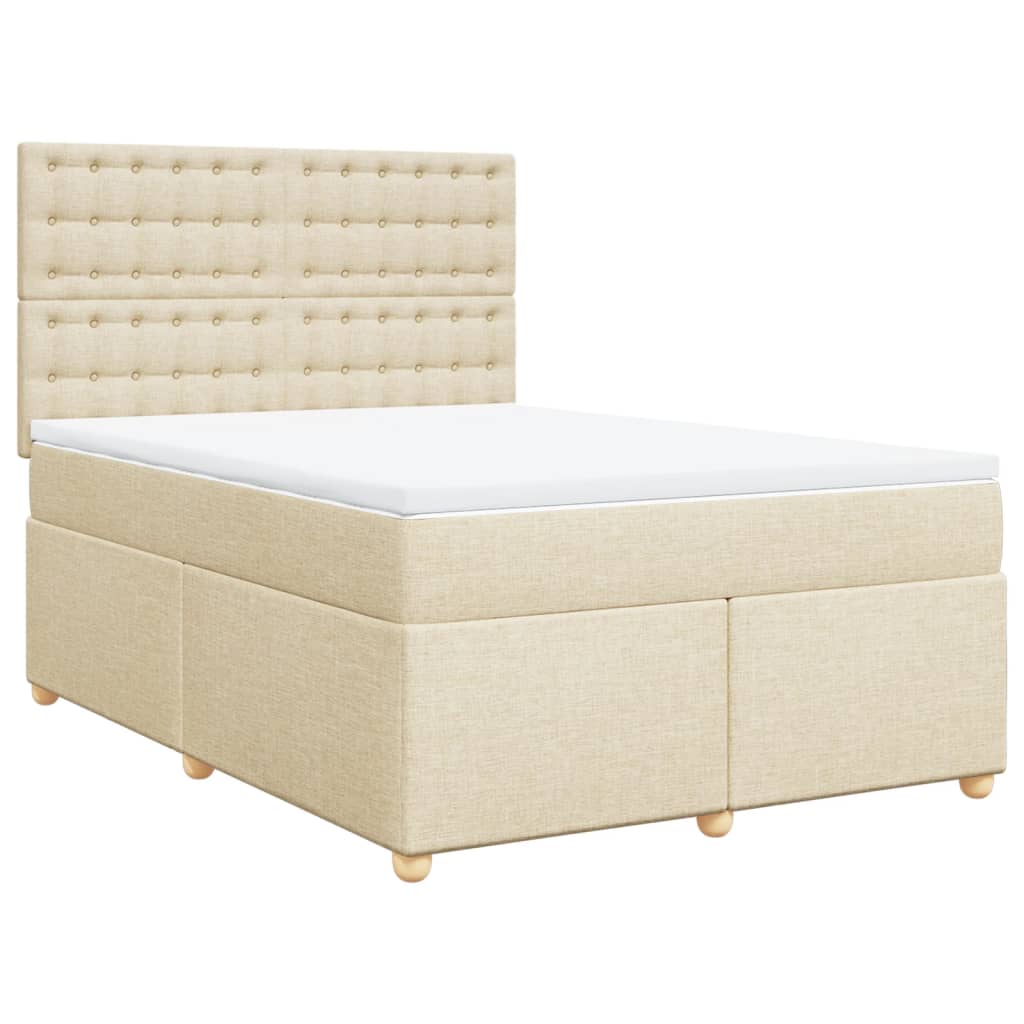 vidaXL Κρεβάτι Boxspring με Στρώμα Κρεμ 140x200 εκ. Υφασμάτινο