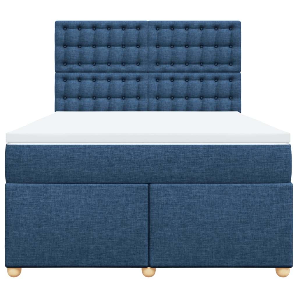 vidaXL Κρεβάτι Boxspring με Στρώμα Μπλε 140x200 εκ. Υφασμάτινο