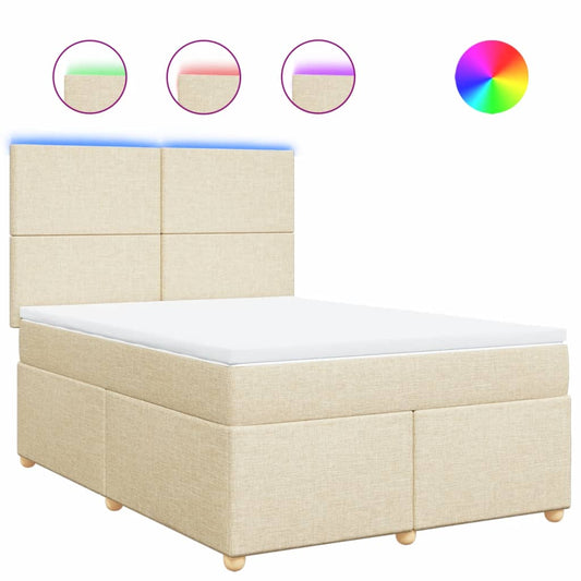 vidaXL Κρεβάτι Boxspring με Στρώμα Κρεμ 160x200 εκ. Υφασμάτινο