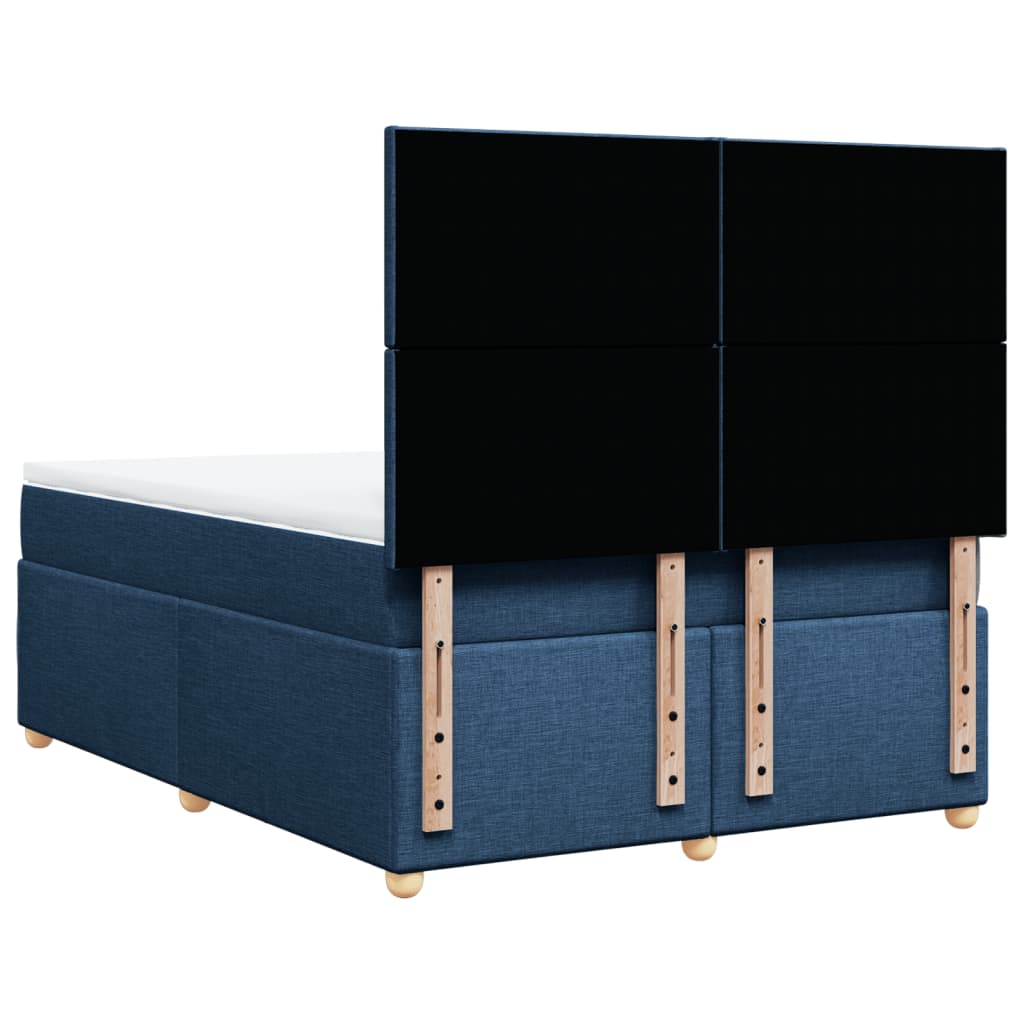 vidaXL Κρεβάτι Boxspring με Στρώμα Μπλε 160x200 εκ. Υφασμάτινο