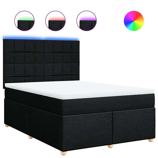 vidaXL Κρεβάτι Boxspring με Στρώμα Μαύρο 160x200 εκ. Υφασμάτινο