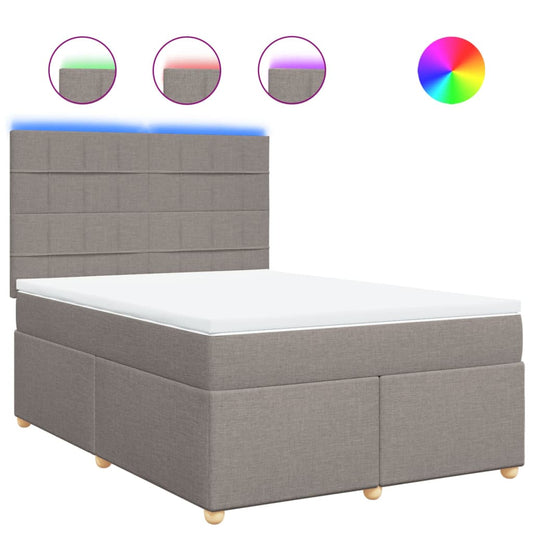 vidaXL Κρεβάτι Boxspring με Στρώμα Taupe 160x200 εκ. Υφασμάτινο
