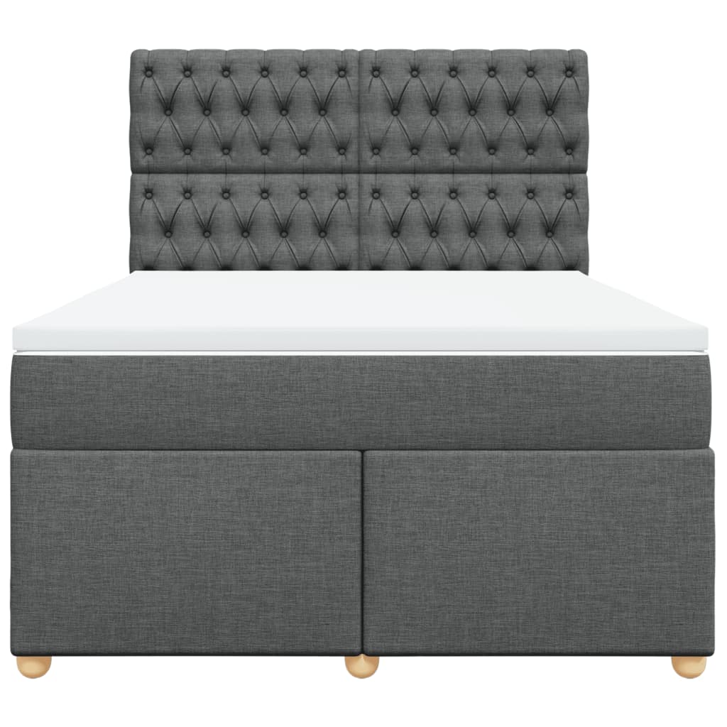 vidaXL Κρεβάτι Boxspring με Στρώμα Σκούρο Γκρι 160x200 εκ Υφασμάτινο