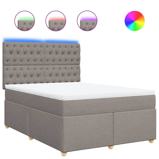 vidaXL Κρεβάτι Boxspring με Στρώμα Taupe 160x200 εκ. Υφασμάτινο