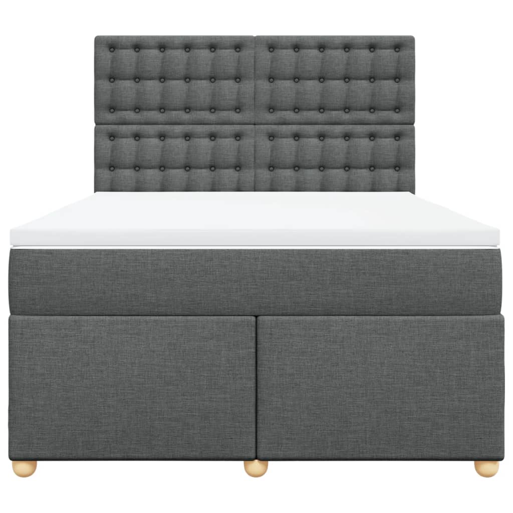 vidaXL Κρεβάτι Boxspring με Στρώμα Σκούρο Γκρι 160x200 εκ Υφασμάτινο
