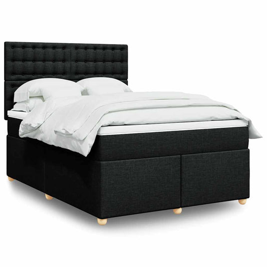 vidaXL Κρεβάτι Boxspring με Στρώμα Μαύρο 160x200 εκ. Υφασμάτινο