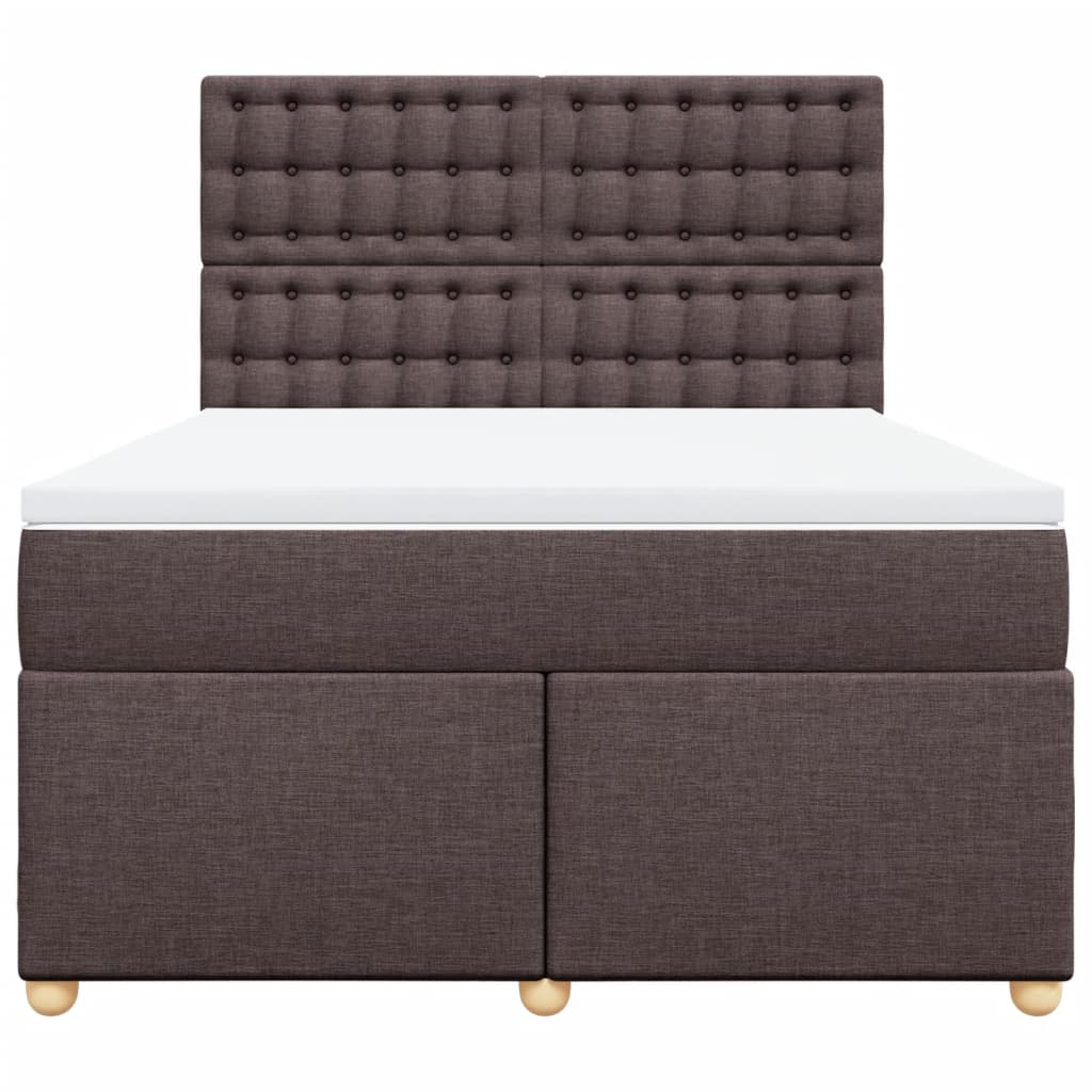vidaXL Κρεβάτι Boxspring με Στρώμα Σκούρο Καφέ 160x200 εκ Υφασμάτινο