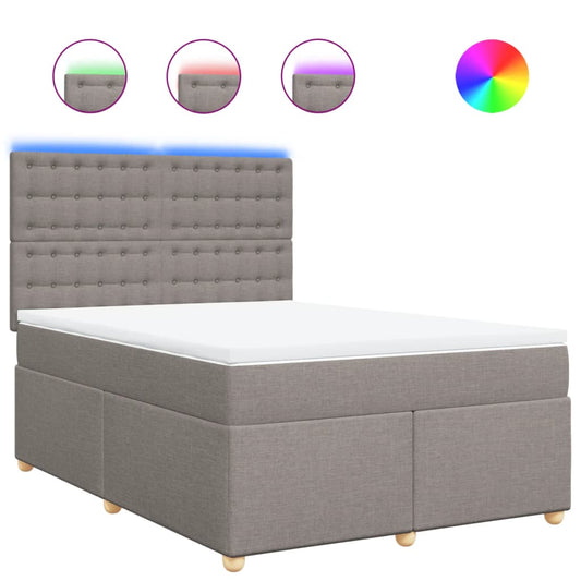 vidaXL Κρεβάτι Boxspring με Στρώμα Taupe 160x200 εκ. Υφασμάτινο
