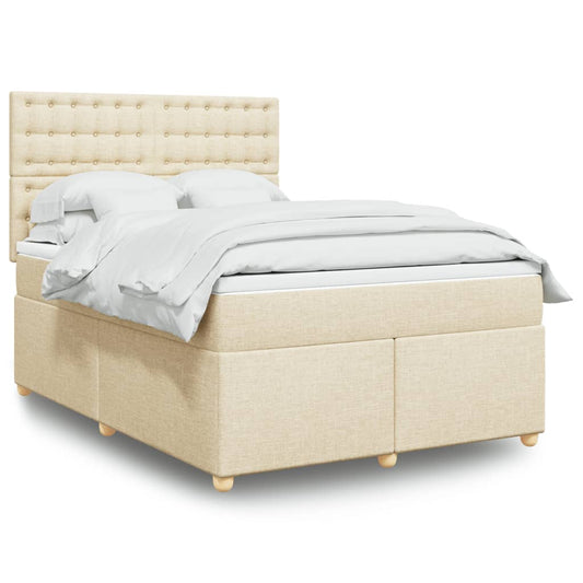 vidaXL Κρεβάτι Boxspring με Στρώμα Κρεμ 160x200 εκ. Υφασμάτινο