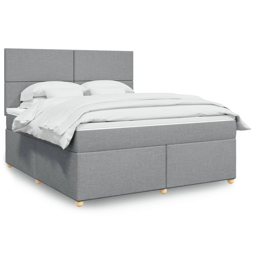 vidaXL Κρεβάτι Boxspring με Στρώμα Ανοιχτό Γκρι 180x200 εκ. Υφασμάτινο