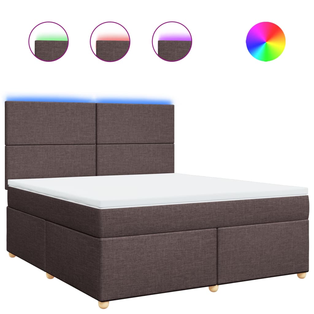 vidaXL Κρεβάτι Boxspring με Στρώμα Σκούρο Καφέ 180x200 εκ Υφασμάτινο