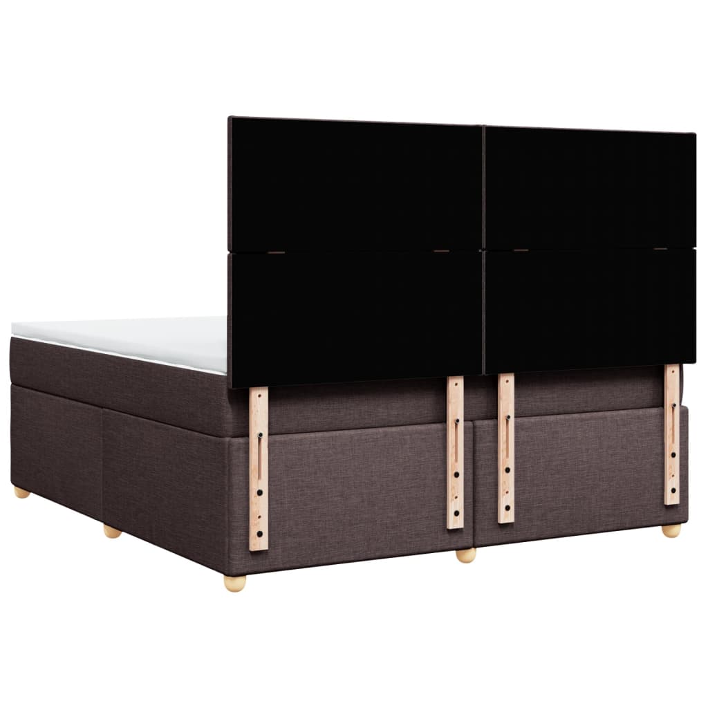 vidaXL Κρεβάτι Boxspring με Στρώμα Σκούρο Καφέ 180x200 εκ Υφασμάτινο