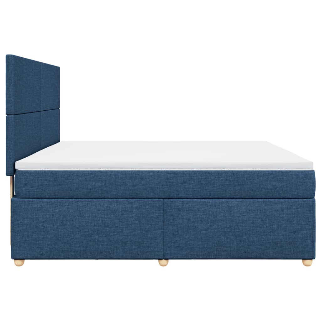 vidaXL Κρεβάτι Boxspring με Στρώμα Μπλε 180x200 εκ. Υφασμάτινο