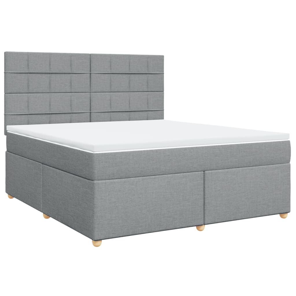 vidaXL Κρεβάτι Boxspring με Στρώμα Ανοιχτό Γκρι 180x200 εκ. Υφασμάτινο