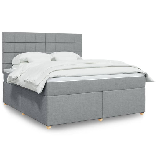 vidaXL Κρεβάτι Boxspring με Στρώμα Ανοιχτό Γκρι 180x200 εκ. Υφασμάτινο