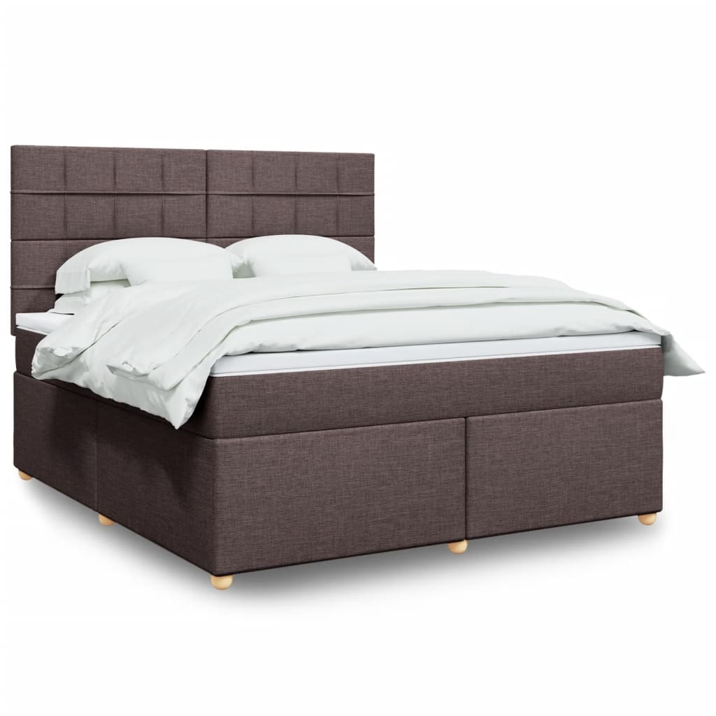 vidaXL Κρεβάτι Boxspring με Στρώμα Σκούρο Καφέ 180x200 εκ Υφασμάτινο
