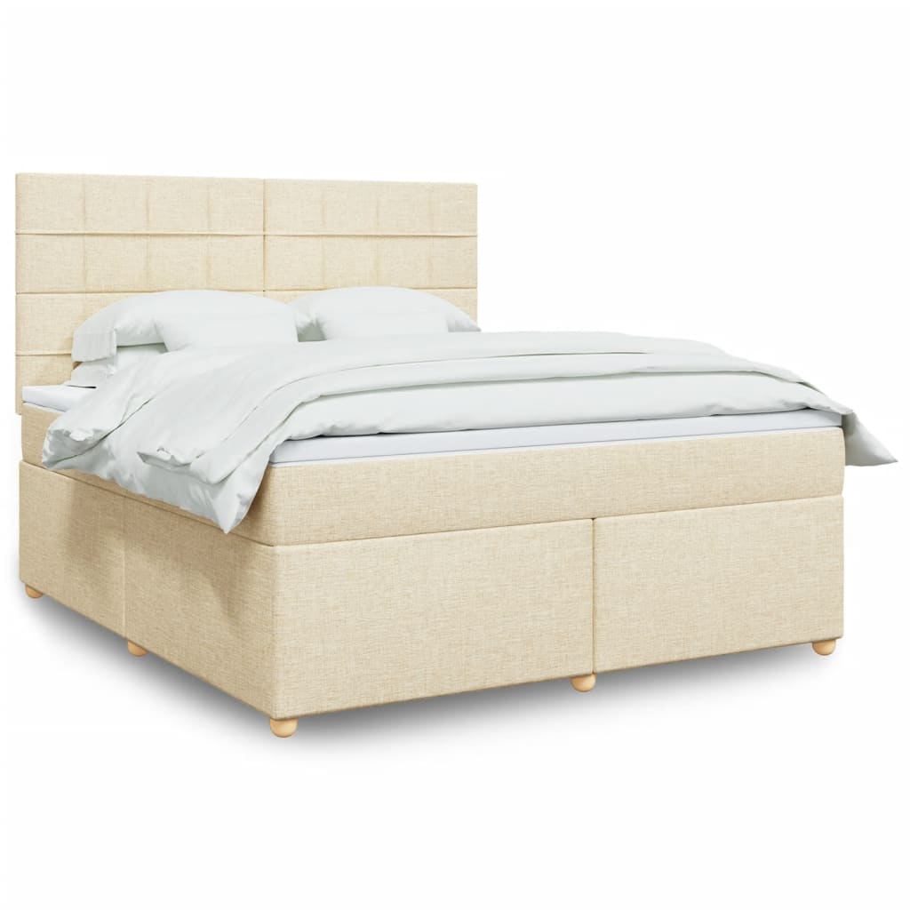 vidaXL Κρεβάτι Boxspring με Στρώμα Κρεμ 180x200 εκ. Υφασμάτινο