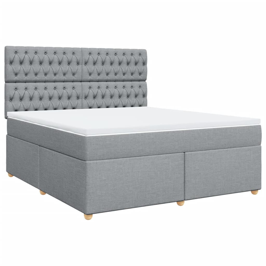 vidaXL Κρεβάτι Boxspring με Στρώμα Ανοιχτό Γκρι 180x200 εκ. Υφασμάτινο