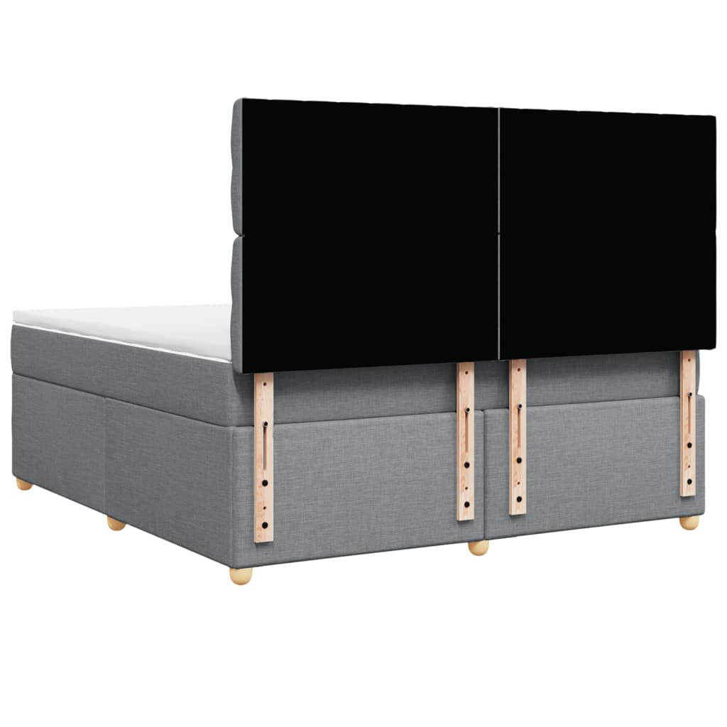vidaXL Κρεβάτι Boxspring με Στρώμα Ανοιχτό Γκρι 180x200 εκ. Υφασμάτινο