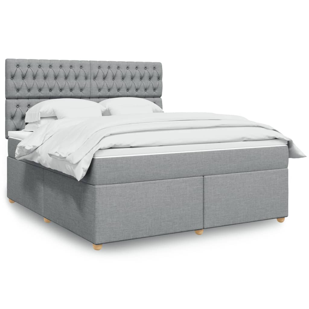 vidaXL Κρεβάτι Boxspring με Στρώμα Ανοιχτό Γκρι 180x200 εκ. Υφασμάτινο