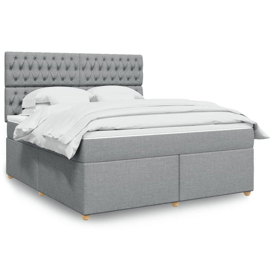 vidaXL Κρεβάτι Boxspring με Στρώμα Ανοιχτό Γκρι 180x200 εκ. Υφασμάτινο