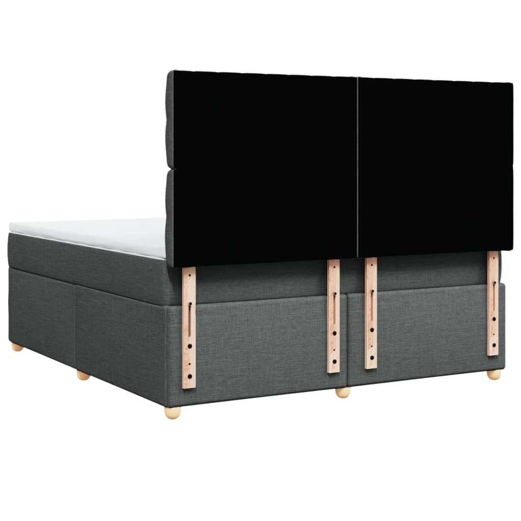 vidaXL Κρεβάτι Boxspring με Στρώμα Σκούρο Γκρι 180x200 εκ Υφασμάτιν