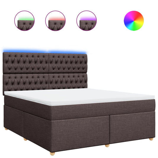 vidaXL Κρεβάτι Boxspring με Στρώμα Σκούρο Καφέ 180x200 εκ Υφασμάτινο