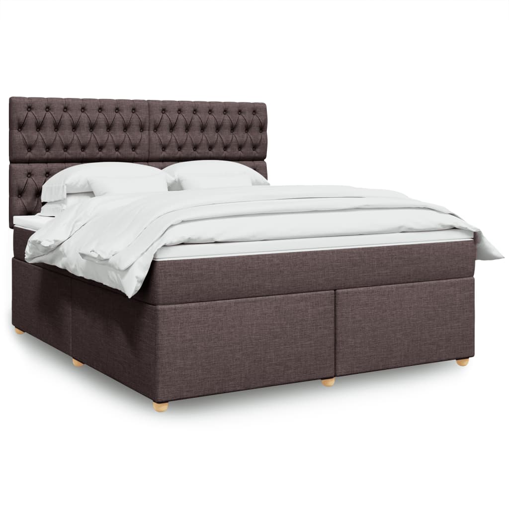 vidaXL Κρεβάτι Boxspring με Στρώμα Σκούρο Καφέ 180x200 εκ Υφασμάτινο