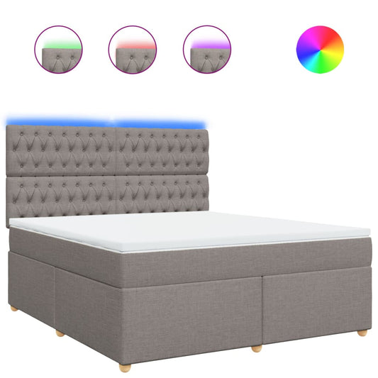 vidaXL Κρεβάτι Boxspring με Στρώμα Taupe 180x200 εκ. Υφασμάτινο