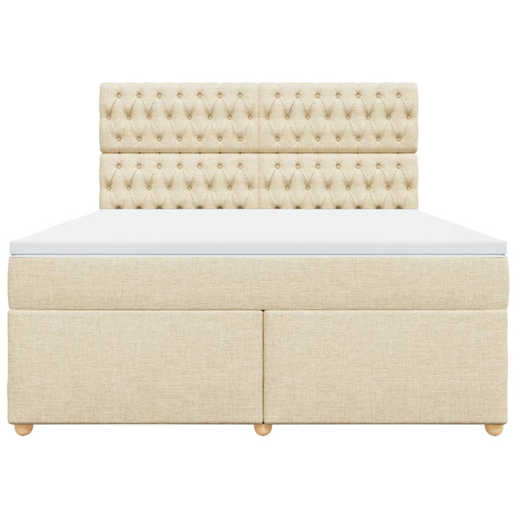 vidaXL Κρεβάτι Boxspring με Στρώμα Κρεμ 180x200 εκ. Υφασμάτινο