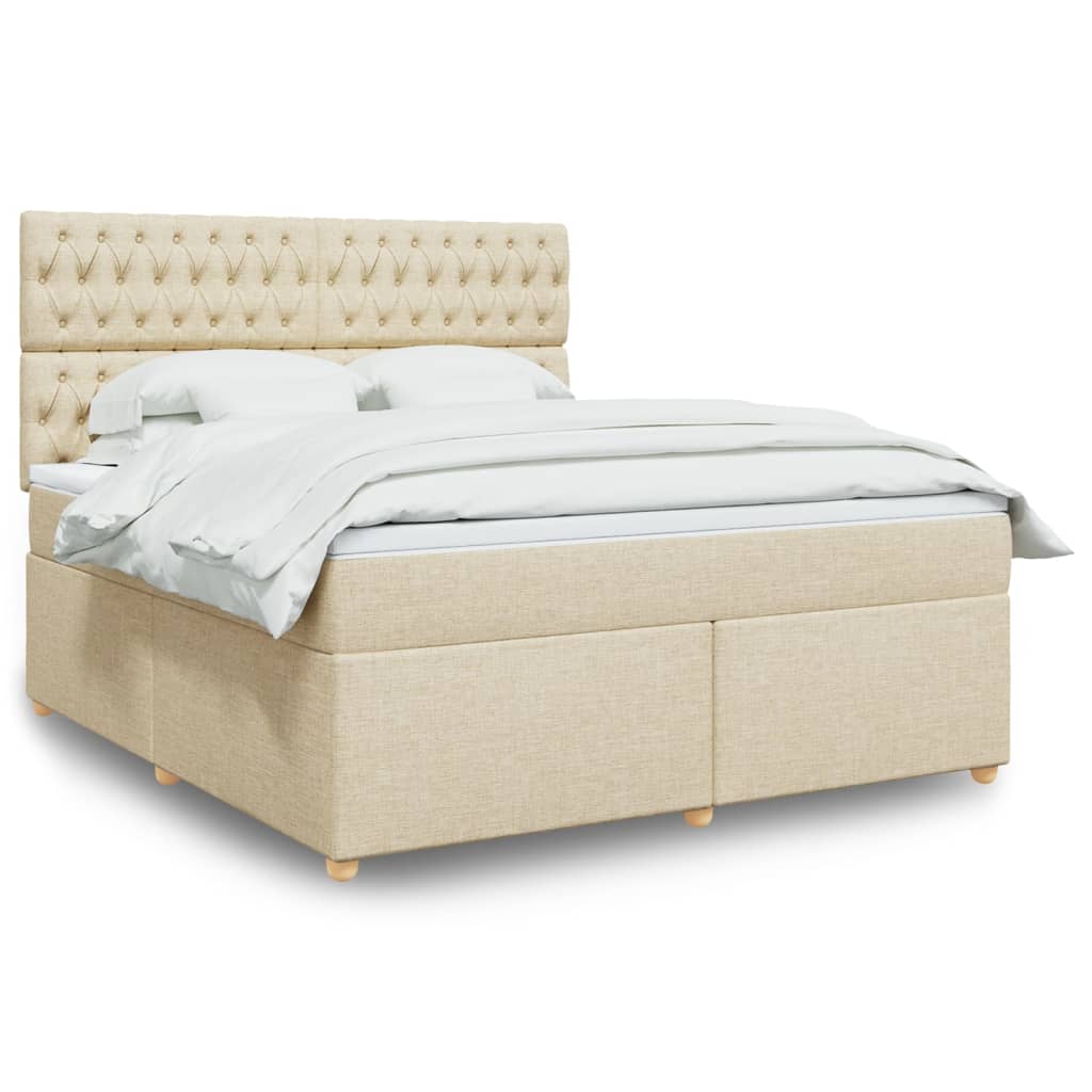 vidaXL Κρεβάτι Boxspring με Στρώμα Κρεμ 180x200 εκ. Υφασμάτινο